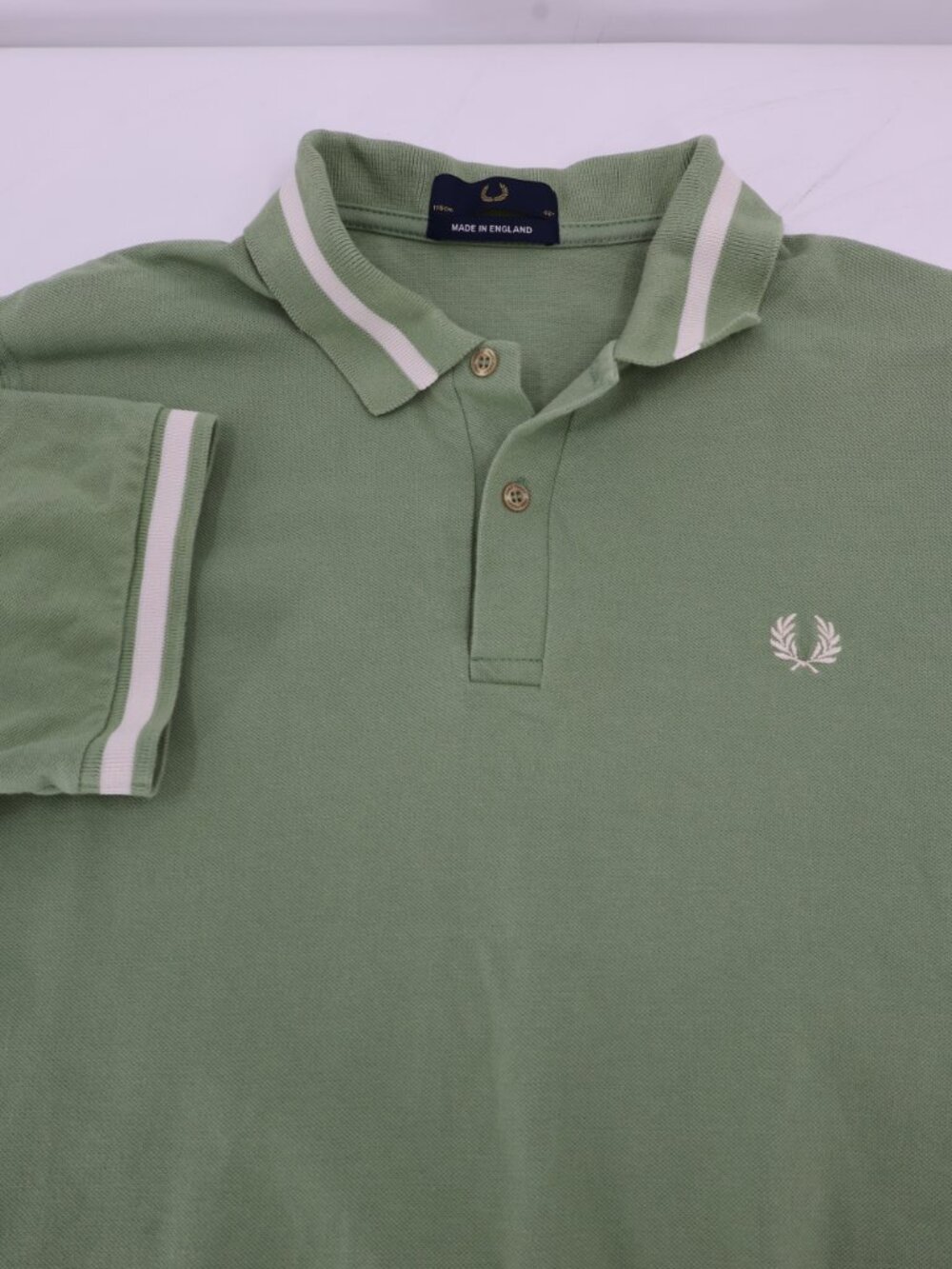 Fred Perry Polo Shirt Mens 46 twin tipped Cotton Short Sleeve Golf Casual Green